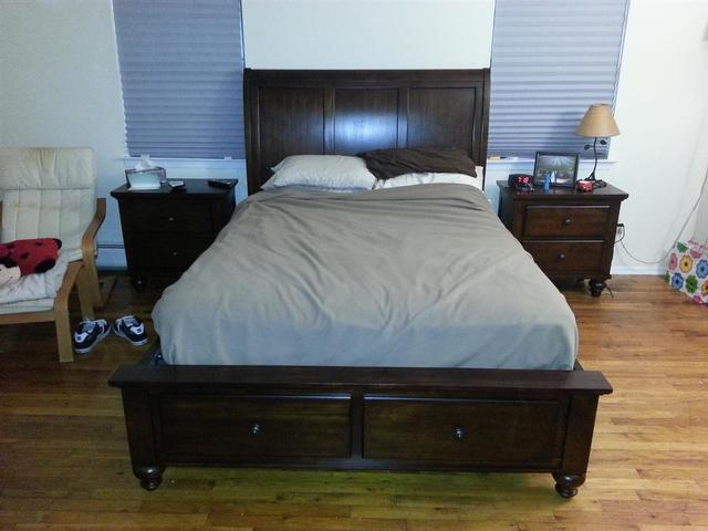 29:  Our new captains bed. Its nice to have some extra drawer space. We originally had the box spring on the bed as well, and we needed to pole vault to get up there.