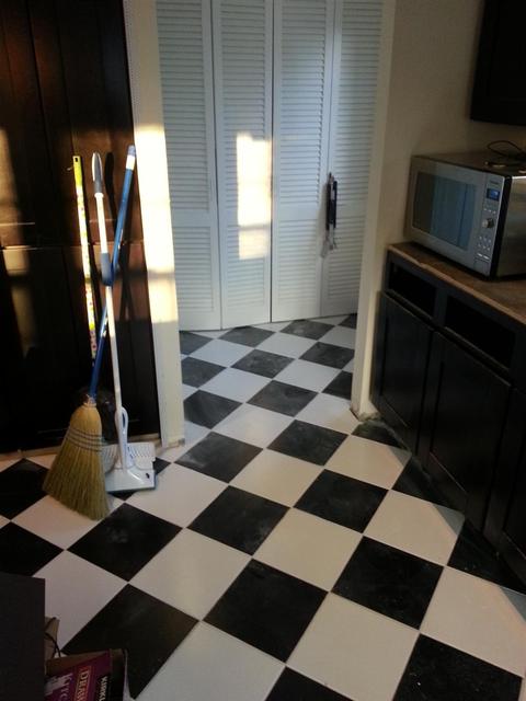 180: We finally finished the tile in the kitchen after putting it off for two months.  We had to remove the washer and dryer to tile through the hallway and into the laundry and even into the tiny broom closet.  What a relief to finally have this finished.
