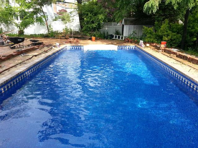 281: And the filter is running!  Not too bad, had to blow out the lines with the garden hose and a rubber stopper, but the pump is running well and has plenty of pressure. 