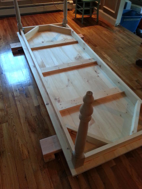 297: We attached the skirting and framework, pre drilled, glued and screwed.