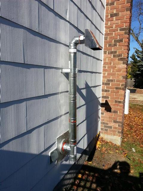 311: We ran the vent pipe through the wall, and up the side of the house.  The kit fit perfectly using only one 12