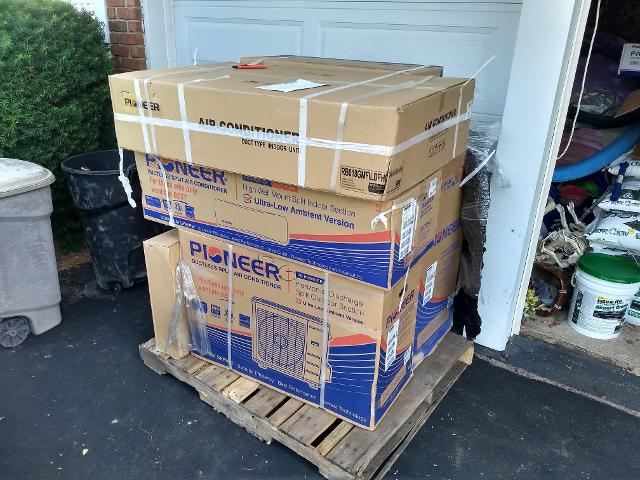 477: Most of the mini splits have arrived.  One more 12k unit is still on it's way.